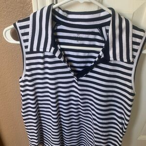 Talbots T Black and White Striped Top